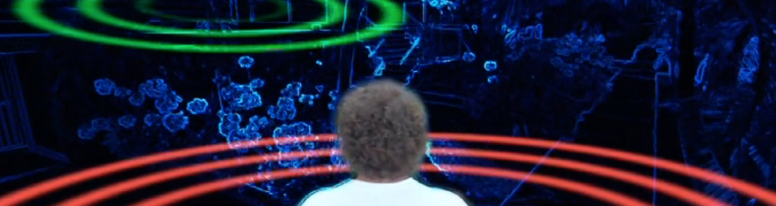 Outgoing and returning FlashSonar waves are illustrated as Senior Visioneer Brian Bushway clicks to gauge his surroundings in this animation from CNN's "Vital Signs".