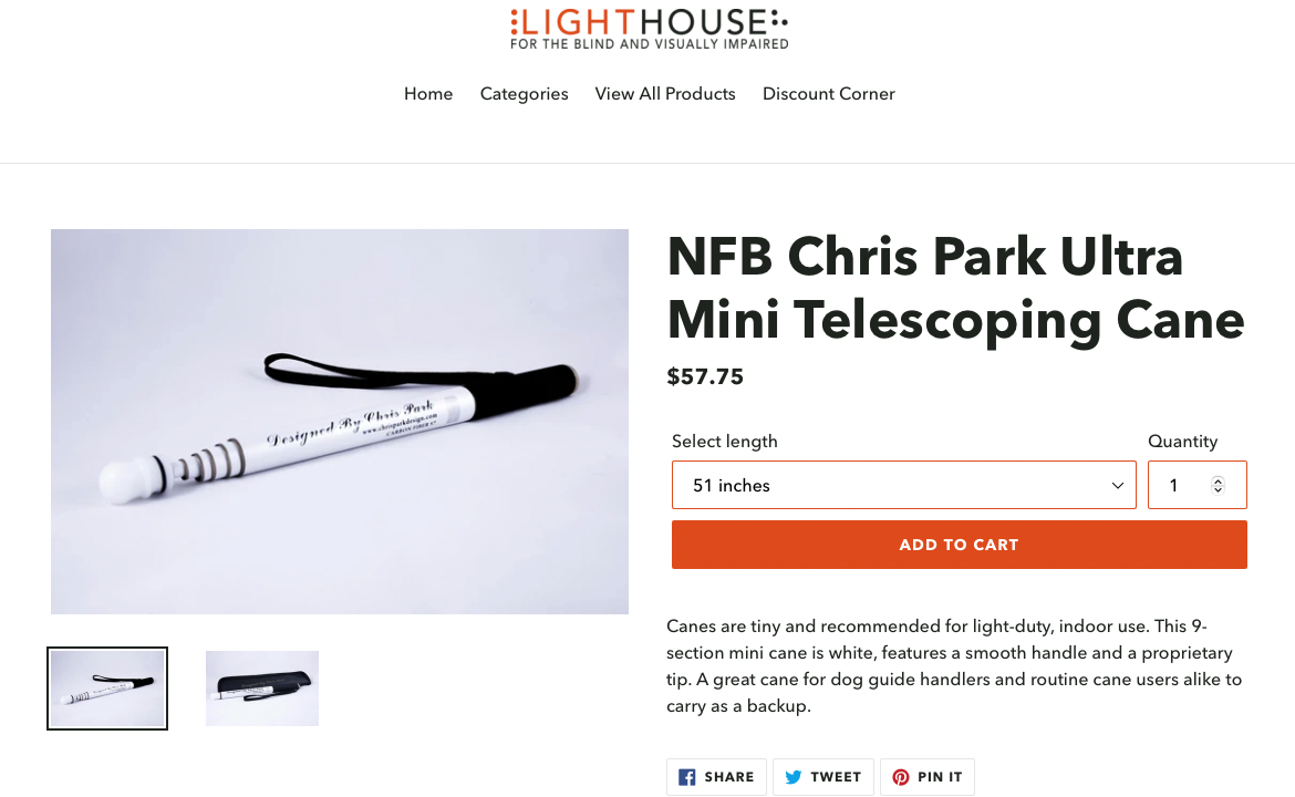 Screenshot of NFB Chris Park Ultra Mini Telescoping Cane.